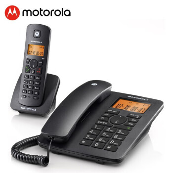 摩托罗拉（Motorola）数字无绳电话机 无线座机 子母机一拖一 办公家用 免提 来电显示 低辐射C4200C 黑色