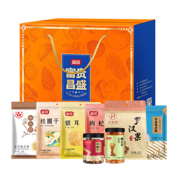 富昌食品 富贵昌盛礼盒1005g-圆满大礼包C 山楂干猴头菇干货食材礼品