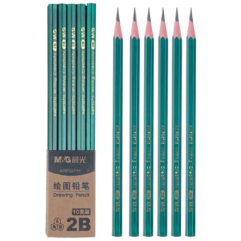 晨光(M&G)文具2B铅笔10支 经典绿杆六角木杆铅笔 学生考试涂卡书写美术素描绘图木质铅笔AWP35715