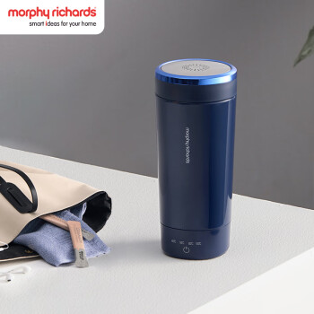 摩飞电器（Morphyrichards）电水壶烧水壶便携式家用旅行电热水壶 随行冲奶泡茶办公室养生保温杯MR6060蓝
