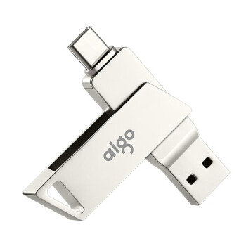 爱国者（aigo）64GB Type-C USB3.1 手机U盘 U350 银色 双接口手机电脑两用