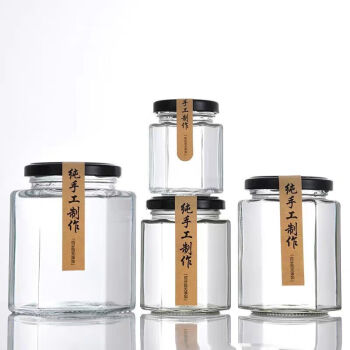 致年华（zhinianhua）六棱玻璃瓶 500ML密封六角玻璃罐带盖储物玻璃罐（1）