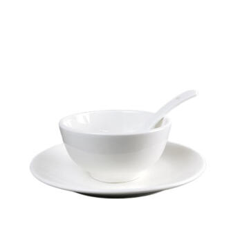谦星 陶瓷米饭碗饭店家用汤碗面碗 7浅盘＋4.5英寸碗＋勺 6套装