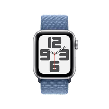 Apple/苹果 Watch SE 2023款智能手表GPS款40毫米银色铝金属表壳凛蓝色回环式运动型表带 MRE33CH/A