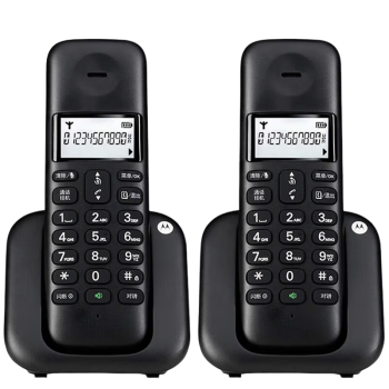 摩托罗拉(Motorola)数字无绳电话机 无线座机 单机 大屏幕白色背光 清晰免提  办公家用 一拖一T301C(黑色）