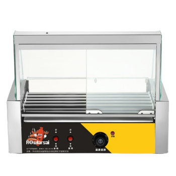 苏勒 烤肠机商用小型台湾热狗机全自动烤香肠机台式烤火腿肠机恒温 十管带玻璃罩
