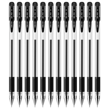 得力（deli）拔帽中性笔 半针管水笔签字笔 学生考试商务办公签字笔 6601 0.5mm 黑色 12支/盒