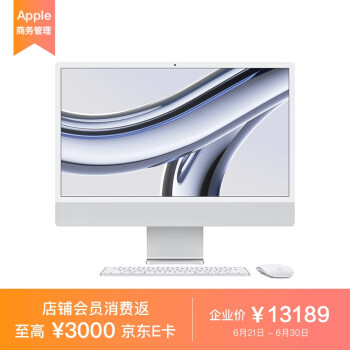 Apple iMac 24英寸 银色 4.5K屏 8核M3芯片(8核图形处理器) 16G 512G 一体式电脑主机 Z1950008N【企业专享】