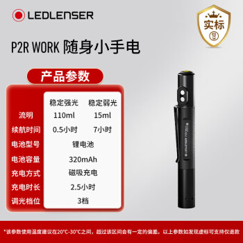 莱德雷神（LEDLENSER）德国笔形手电筒工作沙盘笔灯会议笔灯便携充电款 P2R WORK