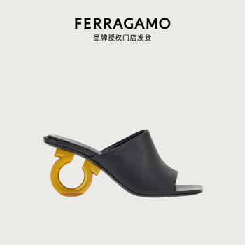 菲拉格慕【品牌授权门店发货】女士黑色雕塑感鞋跟便鞋0761944