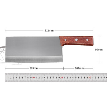 金昱利不锈钢菜刀简装厨用刀切菜刀木柄跑江湖桑刀 银色A款-镜光面M