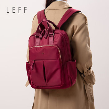 莱夫14英寸电脑背包多口袋功能性双肩包商务旅行包