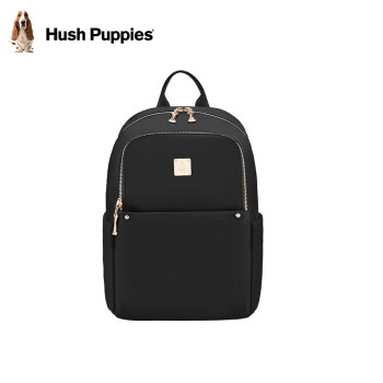 暇步士（Hush Puppies）双肩包女背包女商务休闲时尚通勤书包学院风包包女包 黑色