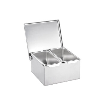 丹诗致远 304不锈钢调味盒方形调料盒带盖家用佐料盒 2格+2勺加厚-大号