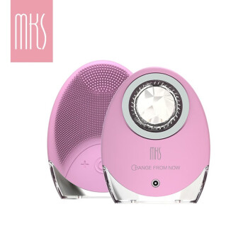 MKS美克斯 彩光洁面仪硅胶按摩洗脸仪毛孔清洁神器面部去黑头洁面刷 NV8290A 粉红色