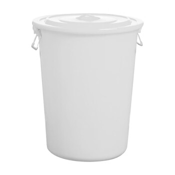 瓦图 WATU 白色大号加厚塑料水桶 带盖100L 食堂酒店工厂垃圾桶 大容量储水桶发酵胶桶 带一个水勺