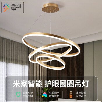 鲜芒照明护眼圈圈吊线灯米家智能无极调光