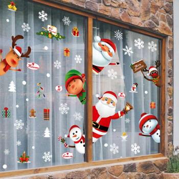  畅宝森  圣诞节贴纸圣诞老人雪人玻璃贴画橱窗雪花麋鹿贴画6张/套（25*35CM） 5套起售 BM