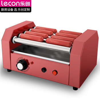 乐创（lecon）烤肠机商用热狗机家用小吃店全自动台式烤火腿肠机5管（红色）LC-5-H