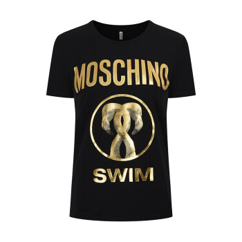 莫斯奇诺（moschino）女士火烈鸟系列黑色棉质圆领短袖T恤 1906 2103 0555 M