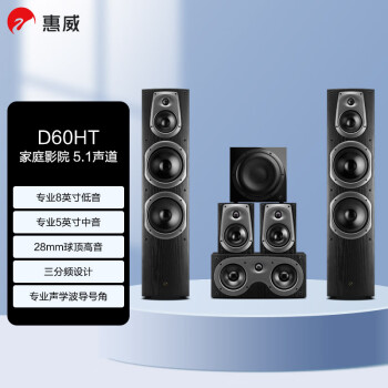 惠威（HiVi）D60HT+Sub10G 家庭影院音箱套装 5.1立体声道hifi木质落地式客厅电视HiFi音响组合