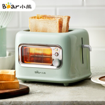 小熊（bear)面包机 多士炉可视炉窗烤面包片机早餐轻食机 家用多功能2片双面速烤吐司机DSL-C02P8