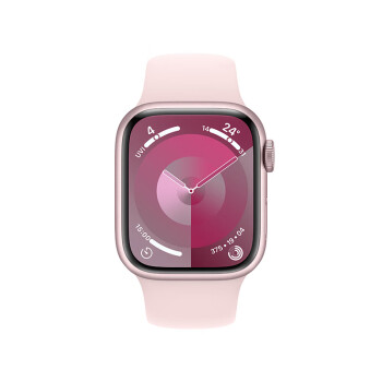 Apple/苹果 Watch Series 9 智能手表GPS+蜂窝款41毫米粉色铝金属表壳亮粉色运动型表带S/M MRJP3CH/A