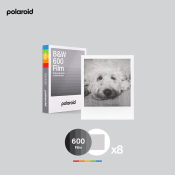 Polaroid 宝丽来 拍立得相纸600型 一次成像相纸 白色边框黑白胶片 8张（Now+相机适用）