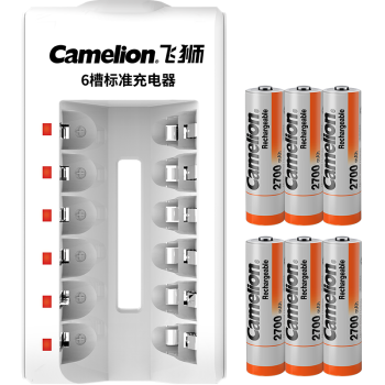 飞狮（Camelion）BC-1041 6槽充电套装 5号/7号电池通用配6节5号2700mAh电池 鼠标/麦克风/玩具
