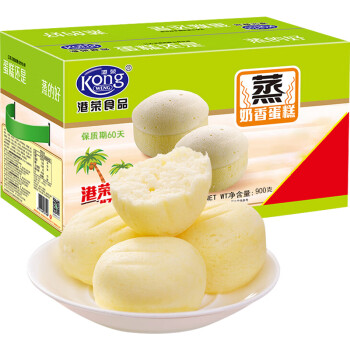 港荣蒸蛋糕 椰香味900g整箱 营养食品 手撕面包口袋吐司 休闲零食小吃