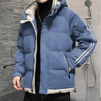 mulinsen棉服男2021冬季厚款保暖棉衣外套修身百搭休闲棉袄男蓝色4xl