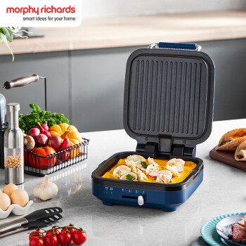 摩飞电器（Morphyrichards）电饼铛家用早餐机小型多功能压烤机华夫饼机 MR8600轻奢蓝