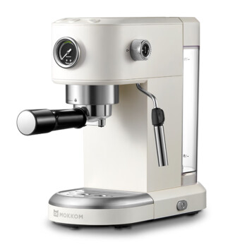 磨客（mokkom）智能意式咖啡机家用小型浓缩蒸汽打奶泡多功能咖啡机 MK-381珍珠白