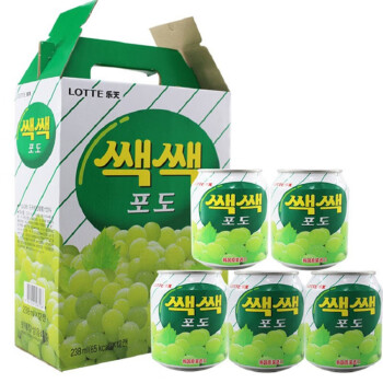 乐天粒粒葡萄果汁饮料礼盒装含果肉韩国原装进口238ml*12罐1号会员店