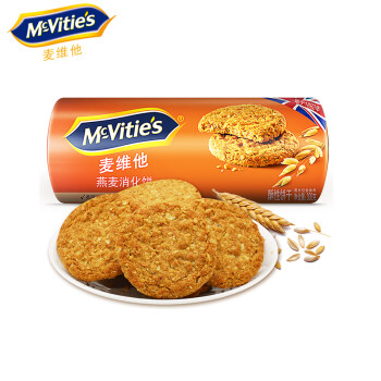 英国进口 麦维他（Mcvitie's）燕麦酥性消化饼干 300g 早餐代餐饼干 情人节礼物 进口休闲零食