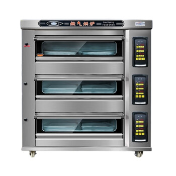 苏勒 电烤箱商用一层双层盘大容量大型面包披萨蛋糕烘焙燃气烤箱 燃气仪表款 三层六盘
