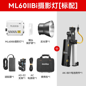 GODOX神牛ML60IIBi 手持补光灯户外录制短视频（含灯架，备用加厚电池，手柄，充电器）