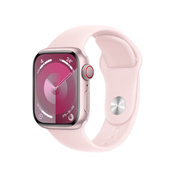 Apple Watch Series 9 智能手表GPS + 蜂窝款41毫米粉色铝金属表壳亮粉色运动型表带M/L 电话手表MRJQ3CH/A