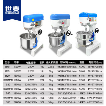 世麦商用搅拌机打蛋机厨师机打面机面粉搅拌机带罩打蛋器多功能和面机SM-B30