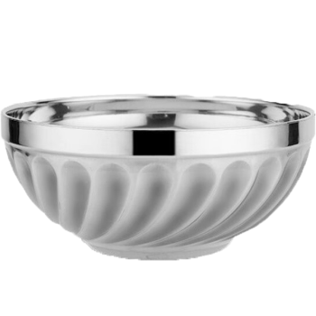 Homeglen201不锈钢碗家用食堂双层吃饭碗隔热防烫百合碗15cm（10个装）