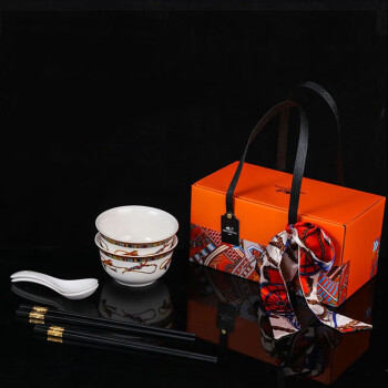 壹礼物（YiLiWu）餐具六件套 唐三彩中国风陶瓷碗筷 2碗2勺2筷精品六件套