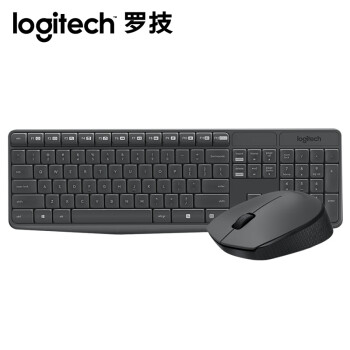 罗技（Logitech）MK235 键鼠套装 无线键鼠套装 办公键鼠套装 全尺寸 黑灰色 带无线2.4G接收器 kp