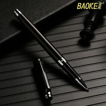 宝克（BAOKE）1.0mm子弹头 银夹金属中性笔重手感黑水笔办公写字 3支 124