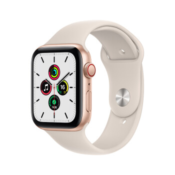 Apple Watch SE 智能手表 GPS+蜂窝款 44毫米米金色铝金属表壳 星光色运动型表带MKT13CH/A