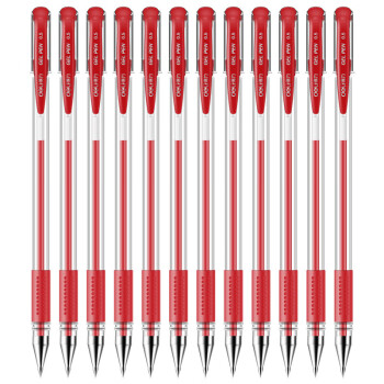 得力 中性笔子弹头签字笔水笔红色商务办公用笔 0.5mm 红 6600ES 12支/盒