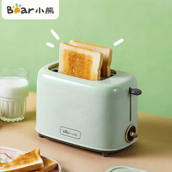 小熊（Bear）面包机DSL-C02W1家用小型多士炉烤面包片馒头片机吐司三明治早餐加热机DSL-C02W1复古绿
