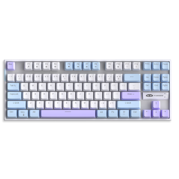 MageGee MK-STAR 迷你游戏机械键盘 商务办公舒适键盘 有线背光便携键盘 笔记本电脑外设键盘 蓝白色 红轴