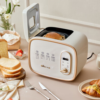小熊（Bear）面包机 全自动 和面机 家用 揉面机 吐司机 多士炉 烤面包机 智能烤面包片机MBJ-D06N5 RY