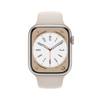 Apple Watch Series 8 智能手表GPS款45毫米星光色铝金属表壳星光色运动型表带 MNP23CH/A