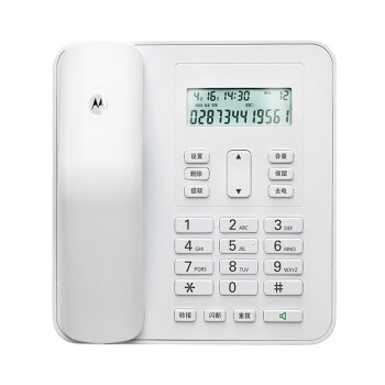 MOTOROLA CT310C电话机座机 有绳固定电话 双键拨号来电显示免提通话铃声多选大屏幕耐磨按键有绳板机 白色